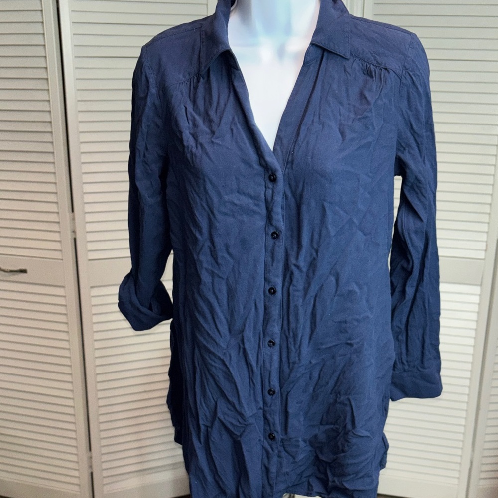 INC Navy Blue Button-Up Shirt